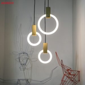 Modern Round Ring Pendant Lights Simple Dining Room Bedroom Staircase Bar Metal Lamps Fixtures 1