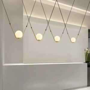 Postmodern minimalist creative glass ball pendant lamp living room restaurant designer V-shaped tube bar small hanging lamp 1