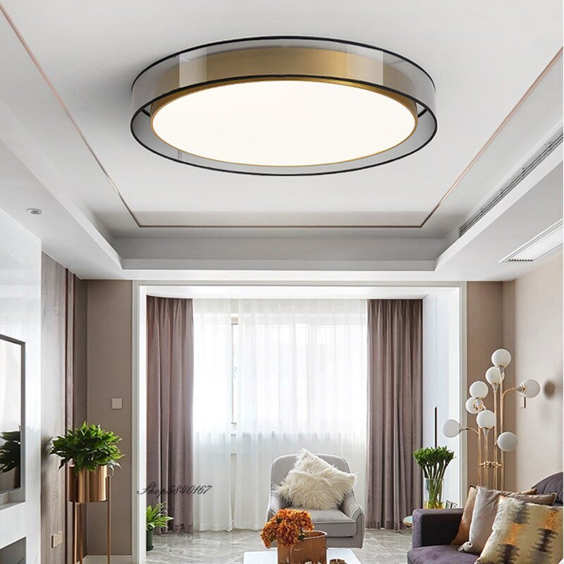 New Modern Copper Ceiling Lights Mesh Lampshade Double Lampshade Living Room Led Ceiling Lighting Loft Bedroom Creative Lights 5