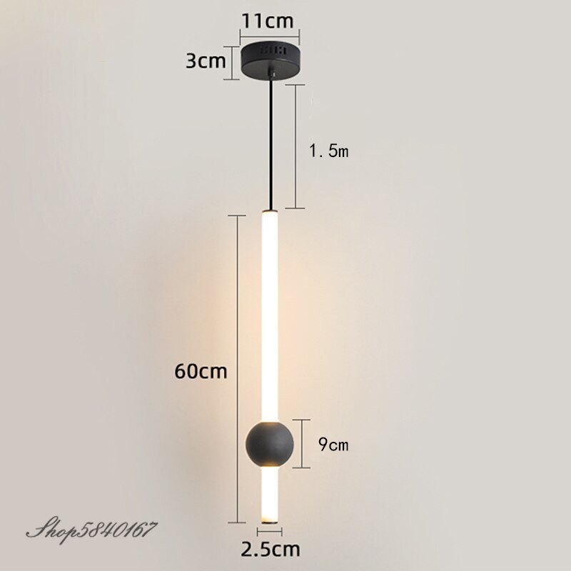 Minimalist Black Pendant Lights Acrylic Lighting Luminaire Suspension Bedroom Hanging Lamps Dining Room Lights Modern Decor Led 5