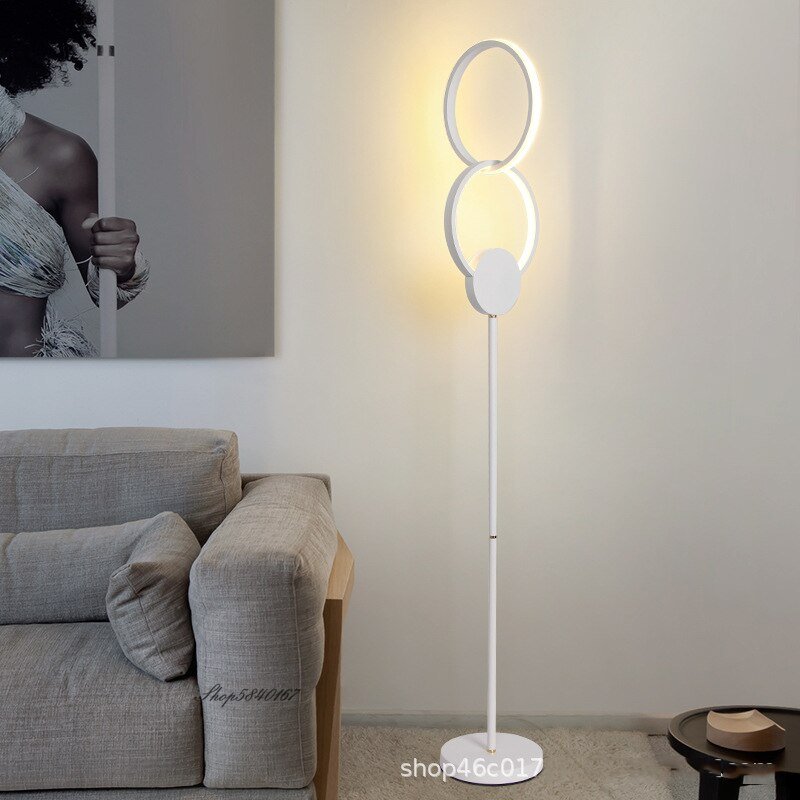 Modern Personality Floor Lamp Led Rings Black Free Stand Light Lamps Living Room Decoration Bed Room Standing Beside Table Lamp 2