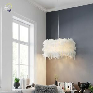 Pendant Lights E27 Feather Romantic Pendant Lamp For Bedroom Living Room Lighting HangLamp Goose Feather Suspension Luminaire 1