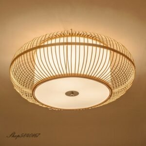 Chinese Style Bamboo Ceiling Light Hand Make Hanging Ceiling Lamps for Living Room Dining Room Kitchen Fixtures E27 Luminaire 1