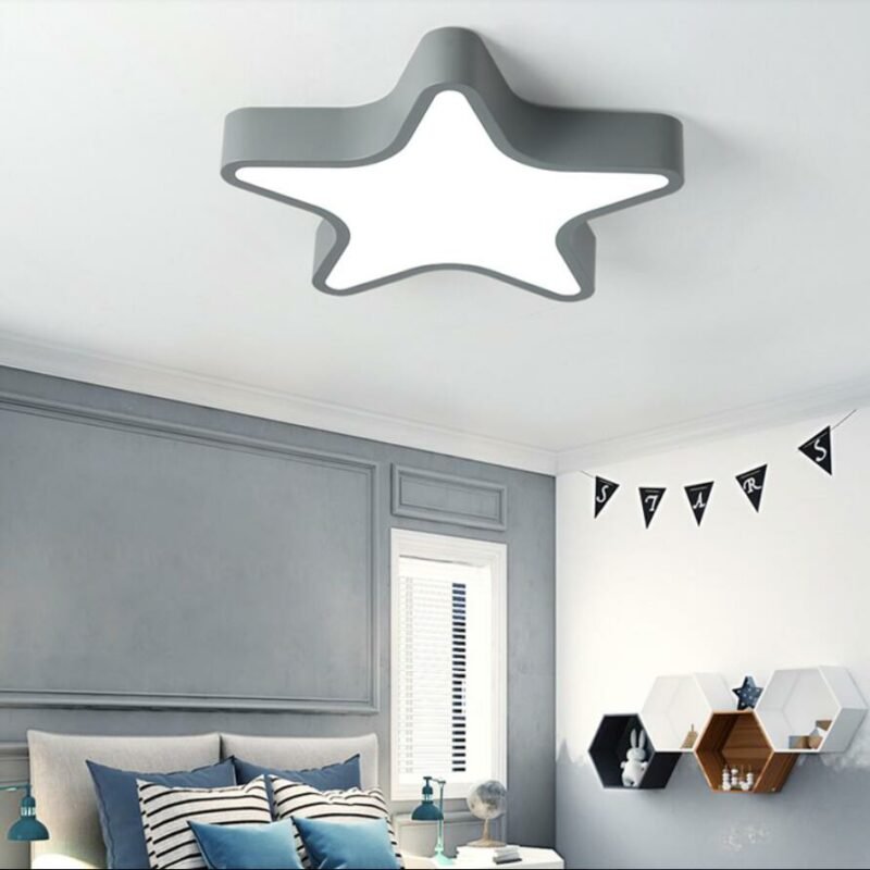 Macaron children's room lamp boy simple bedroom lamp warm and romantic princess five-pointed star ceiling lamp study lamp 6