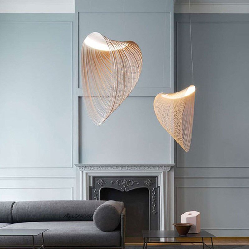 Nordic Minimalist Wooden Led Pendant Lights Designer Art Lustre for Living Room Dinning Room Cafe Bar Light Bedroom Hanging Lamp 4