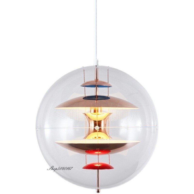 Nordic Transparent Globe Pendant Lights Acrylic Ball Lustre Led Hanglamp Living Room Decoration Cafe Restaurant Light Fixtures 6