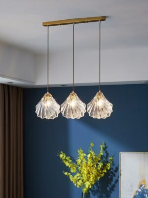 Luxury Restaurant Crystal chandelier 3 head dining room Bar hanging lamp minimalist creative shell glass lamps 1