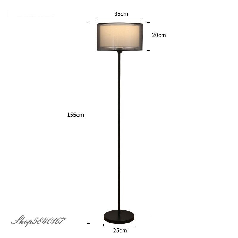 Nordic Floor Standing Lamps for Bedroom Lights Modern Floor Lamp Double-layer Fabric Lampshade Home Deco Tall Lamp Floor E27 LED 6
