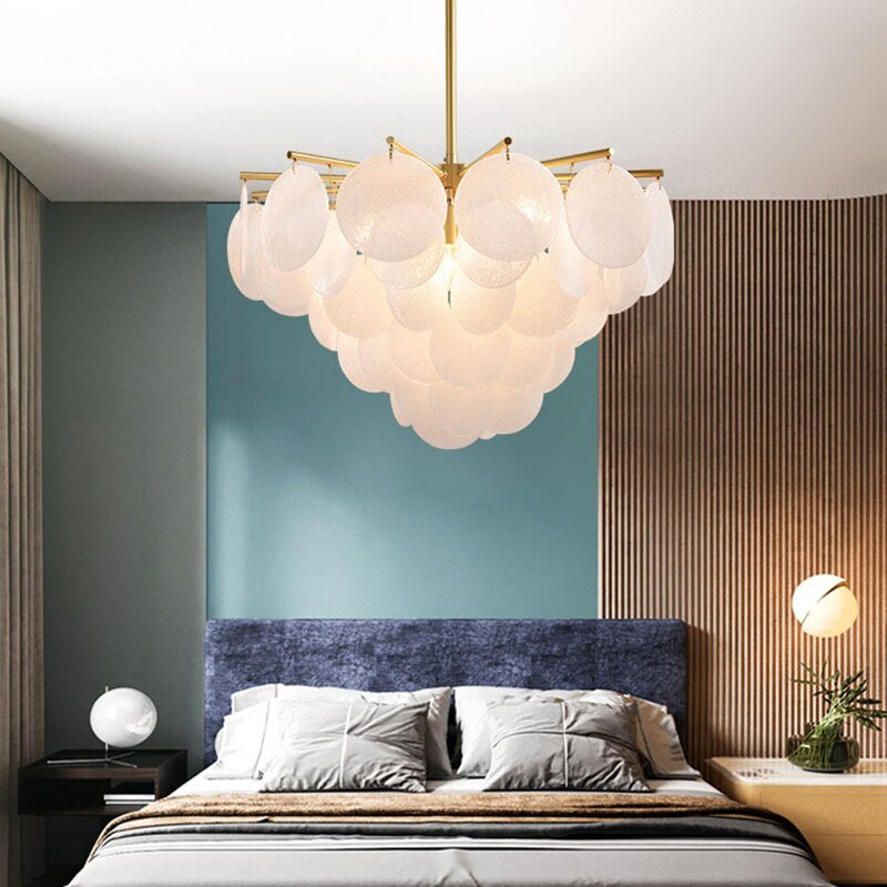 Modern Led Chandeliers Frosted Glass Chandelier Lighting Lustre Luxury Hanging Lamps Living Room Bedroom Lamps Indoor Lighting 5