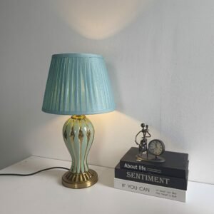 Pastoral Style Ceramic VaseTable Lamp For Bedroom Living Room European retro Study desk lamp Fabric Decor Light fixture 1