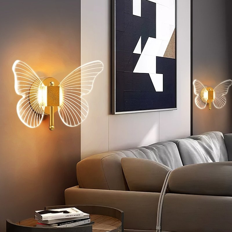 New LED Butterfly Wall Lamp Indoor Lighting Lampras Home Bedroom Bedside Living Room Decoration Staircase Light 3