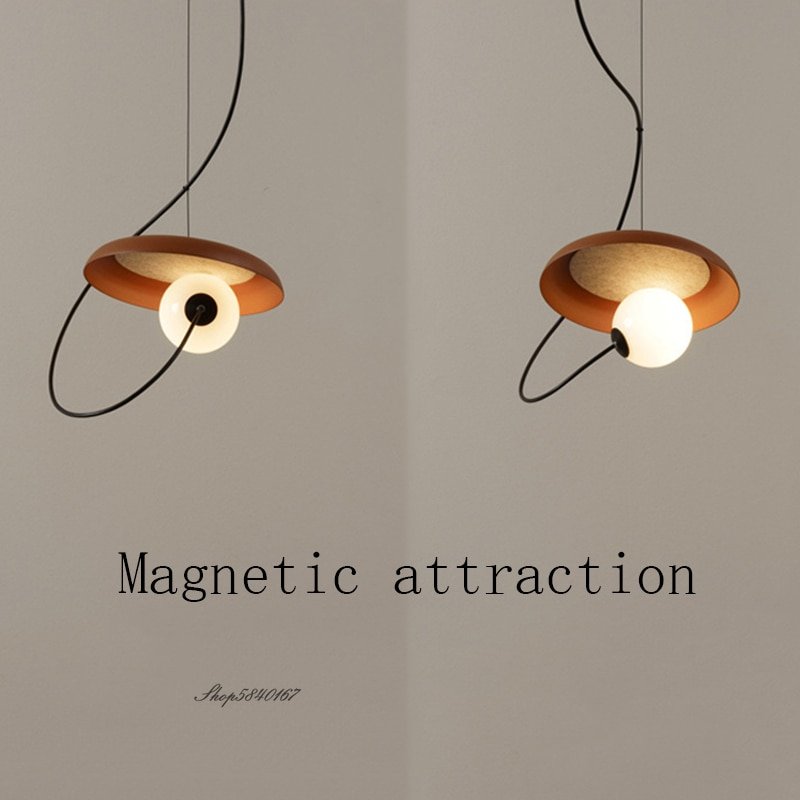 Creative Magnetic Attraction Pendant Lights Designer Minimalist Disc Glass Ball Led Luminaire Kitchen Bedroom Living Room Decor 2