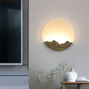 Chinese living room decor lighting fixture Round bedside aisle stairwell wall lamps hotel room background wall tea room LED Wall 1