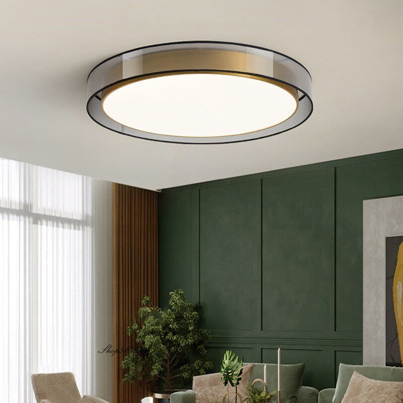 New Modern Copper Ceiling Lights Mesh Lampshade Double Lampshade Living Room Led Ceiling Lighting Loft Bedroom Creative Lights 1