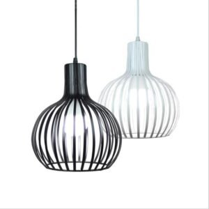 Chinese style iron cage black/white pendant lights single head living room dining room E27 hanging lamp 1