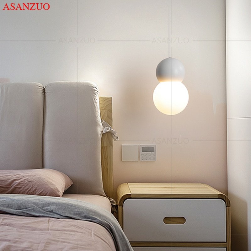 Nordic Glass Pendant Lamp Black White Color Kitchen Hanging Light for Bedroom Living Room Home Indoor Decor 3