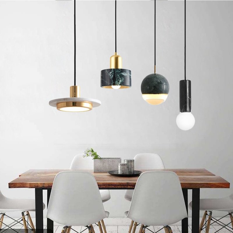 Nordic Bedside lamp Marble Pendant Lights Designer Single-Head Decor Bedroom Hanging Lamp Restaurant Dining Room Study Cafe 2