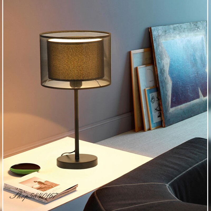 Nordic Floor Standing Lamps for Bedroom Lights Modern Floor Lamp Double-layer Fabric Lampshade Home Deco Tall Lamp Floor E27 LED 5