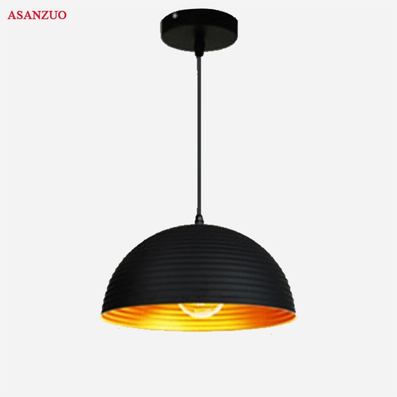 Modern black pot cover semicircle style Retro Droplight Bar Cafe Bedroom Restaurant American Country Style Hanging Lamp 6