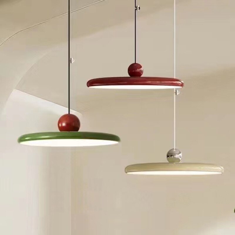 Nordic Color-block Pendant Lights Minimalist Iron Disc Lustre Restaurant Led Chandeliers Living Room Dining Room Loft Hanglamp 2