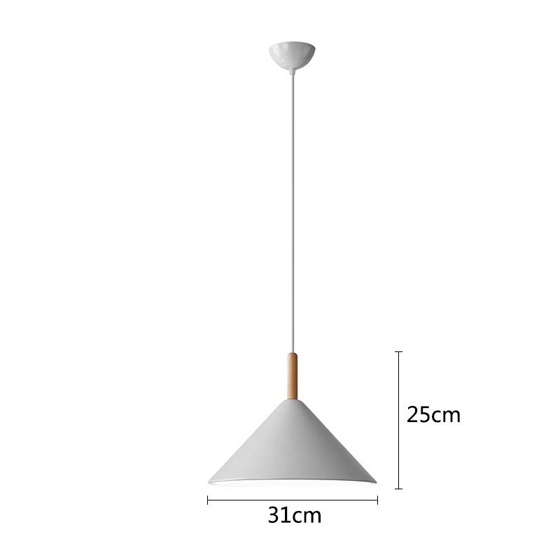 Hanging Lamp Decoration for living room Wooden handle Pendant Lights Black Triangle lampshade Pendant lamp Bedroom Bedside Light 6
