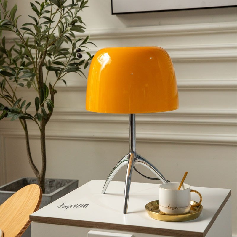 Postmodern Tripod Desk Lamp Italian Designer Art Table Lamp Chrome/Copper Metal Base Home Light Decor Nordic Bedroom Beside Lamp 1