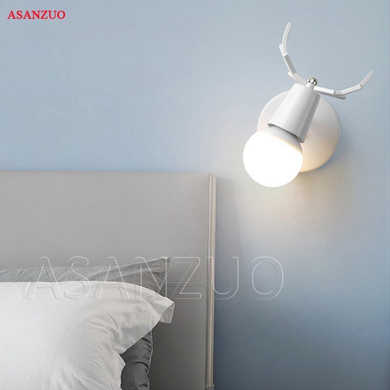 Nordic creative bedside Wall lamps Simple staircase corridor hallway lamps bedroom living room Home Decor LED Antlers wall light 5