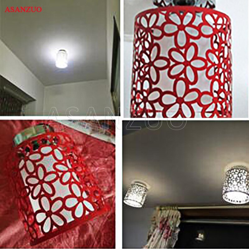 White Black Red American Cutout Pattern Ceiling Lamp Home Decor Corridor Aisle Lamp Balcony Porch Iron Cage Lighting Fixture 4
