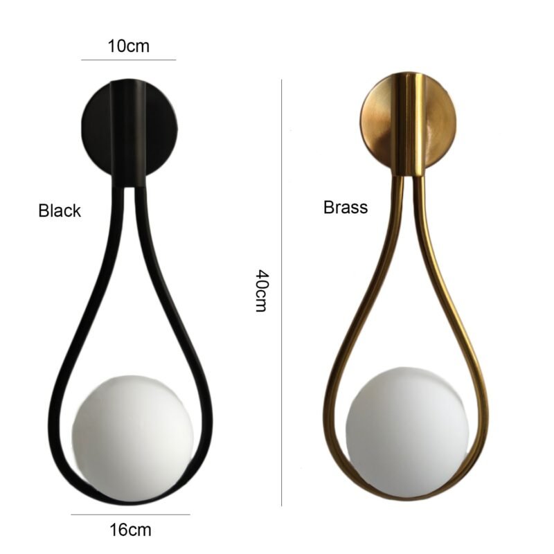 Hot sale LED Nordic Glass ball Wall Lamps with touch switch Brass wall light living room bedside aisle corridor staircase decor 5