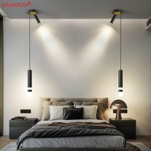 Nordic LED creative brass pendant lights With led spotlight bedside long line small hanging lamp modern minimalist Ceiling lamp 1
