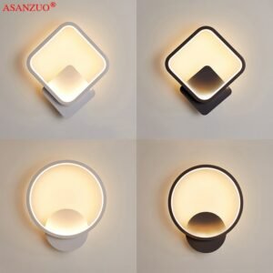 Black White Aluminium ring LED wall lamp simple indoor home decor Sconce modern living room bedroom bedside wall lamps AC85-265V 1