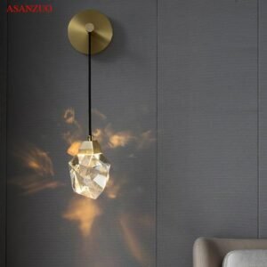 All copper luxury crystal wall lamp modern living room background wall bedside lamp decoration hanging line wall lamp 1
