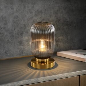 Nordic table lamps Study Bedroom Bedside decor desk lamp Modern living room White Blue Amber Smoky gray glass table lamp 1