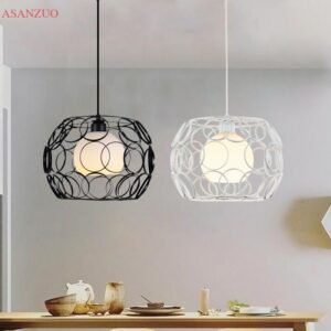 Modern dining room hanging lamp Iron black/white single head glass cover pendant lights Bar art Lamps 1