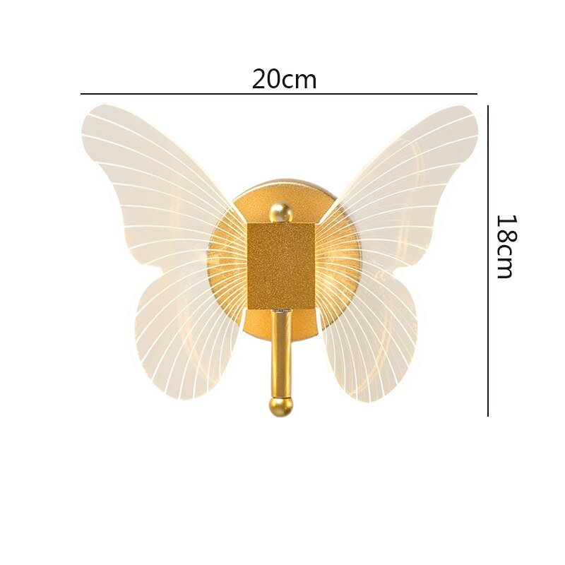 New LED Butterfly Wall Lamp Indoor Lighting Lampras Home Bedroom Bedside Living Room Decoration Staircase Light 6