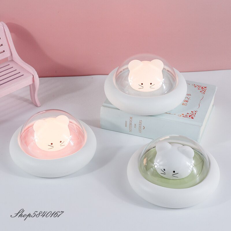 Baby Night Light Children Creative Space Mouse Night Lamps for Kids Bedroom Battery USB LED Night Light Dimmable Cat Nightlight 2