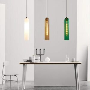 Modern Bule Glass Pendent Lamp White Nordic Hanging Lighting Fixtures Suspension Creative Living room Bedside indoor Chandeliers 1