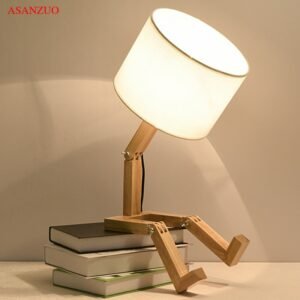 Nordic art ins Wooden Robot Shaped LED Table Lamp Modern Living Room Bedroom bedside lamp simple Study Decor Desk Lamp E14 1