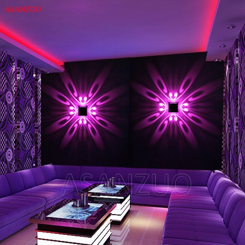 Aluminium wall light Square RGB LED Wall Light 3W Colorful For Party Bar Lobby KTV Home Decoration Luminaire 1
