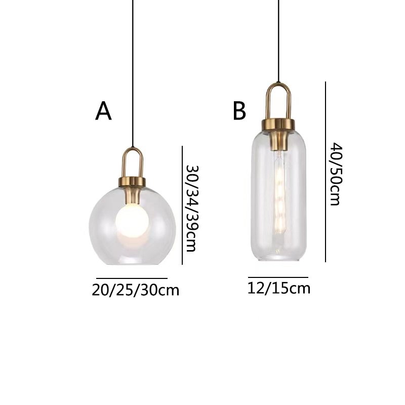 Nordic Transparent glass ball pendant lights interior lighting Luminaire Smoke Grey Restaurant Bedroom decor hanging lamp 6