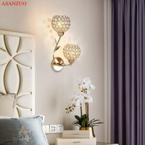 Fashion Golden crystal creative wall lamps living room bedroom staircase indoor decoration wall light 1