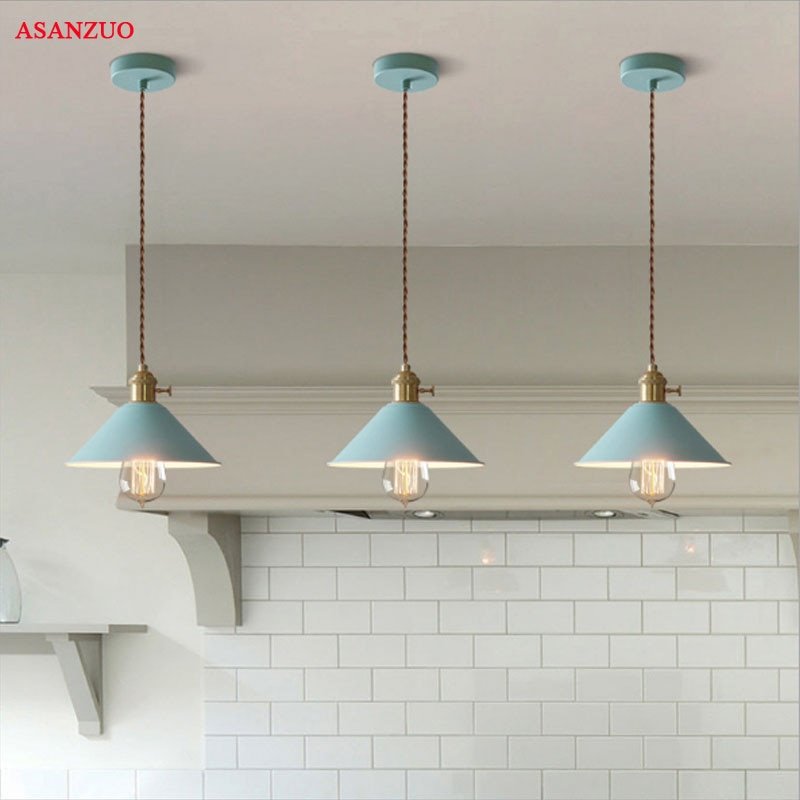 Macaron Twisted cord pendant lights with switch Nordic led lamp Christmas decor Kitchen Dining E27 Pendant Lamp Retro Hang Lamp 4