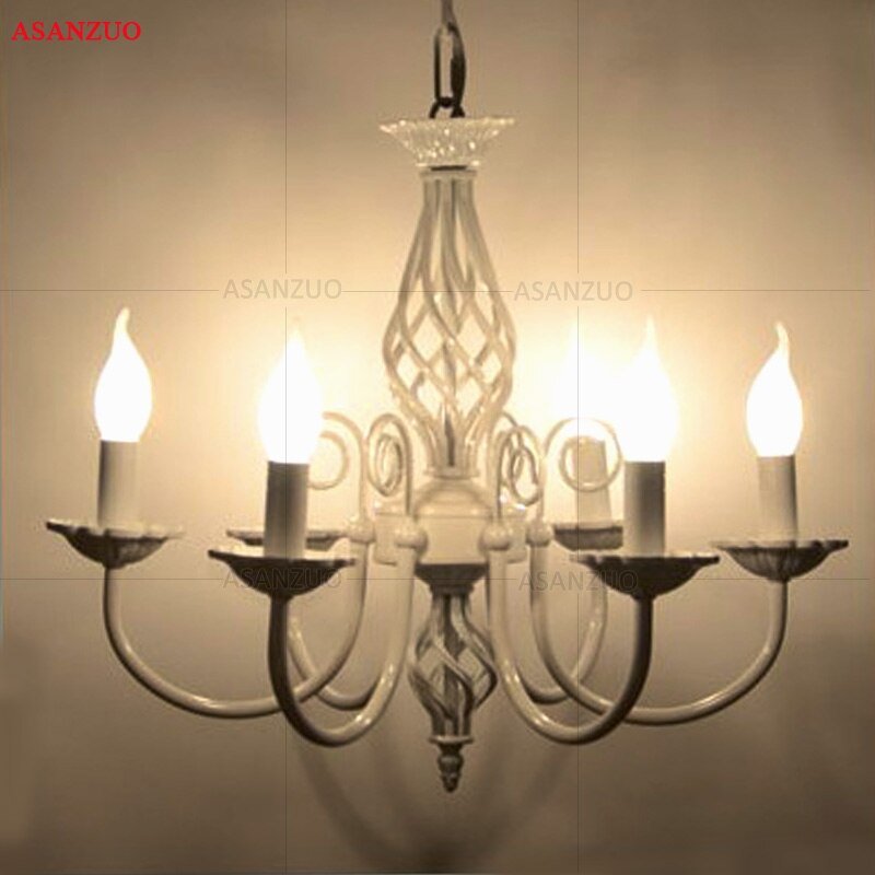 Vintage American European classic E14 LED candle light chandelier 3 6 arms hanging chain black Iron Pendant lamp light Fixture 6