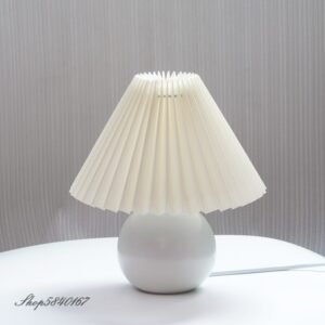 Modern Table Lamp Pleated Desk Lamp for Bedroom Living Room Home Decor Study Desk Light Lamps Ceramic Base LED Table Light 1