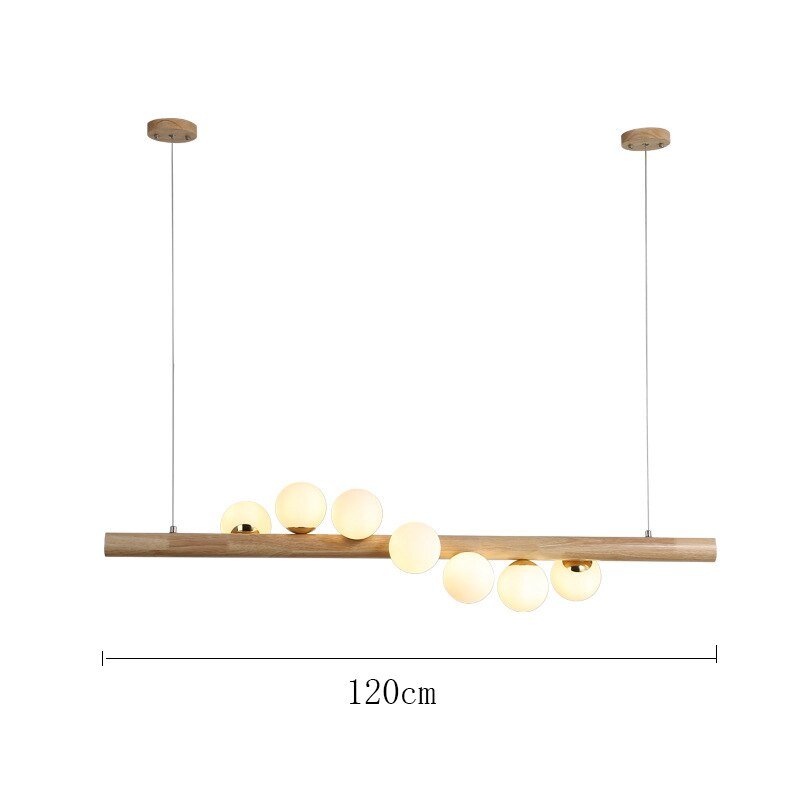 Nordic Ins Led Pendant Lights Round Wood Hanging Lamps for Dining Room Furniture Kitchen Lamps Glass Ball Restaurant Suspension 6