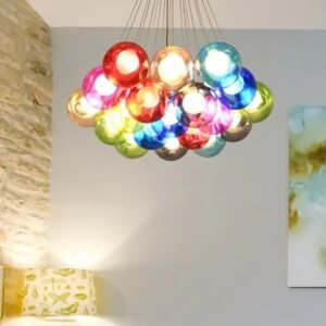 Creative Design Modern LED Colorful Glass Ball Pendant Lights Lamps for Dining Room Living Room Bar G4 Transparent Glass Pendant 1