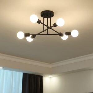 6heads Iron Loft Ceiling Lights Fixture Surface Mounted Ceiling Lamps Black White Gold Lighting Home Decor Light Fixtures 1