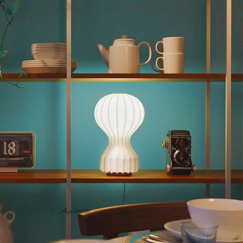 Italian Silk Table Lamps Ins Creative Hot Air Balloon Desk Lamp Lights Living Room Decoration Modern Silk Bedroom Beside Lamp 6