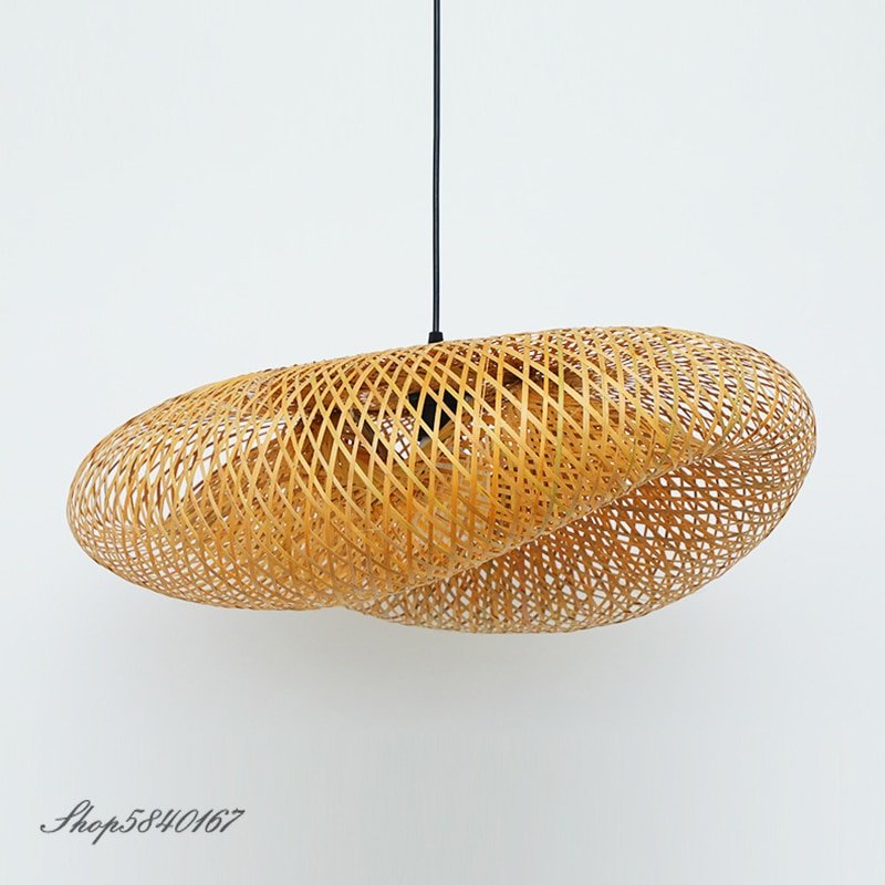Retro Hanging Ceiling Covers Pendant Lamps Bamboo Hand Make Pendant Light Dining Room Lamp Decoration Living Room Pendant E27 2