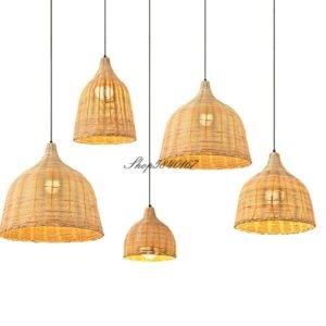 Handmade Rattan Woven Pendant Lamps Chinese Style Hanglamp for Restaurant Cafe Shop Dining Room Home Decor Loft Suspension E27 1